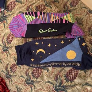 Robert Graham Multicolor Geometric Socks And Sunshine moonglimer by PerPeds.